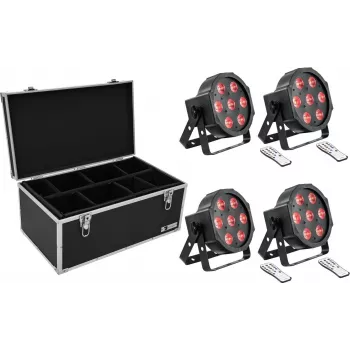 LED-Bodenfluter-Set EUROLITE SLS-7 HCL 4x mit Transportcase TDV-1