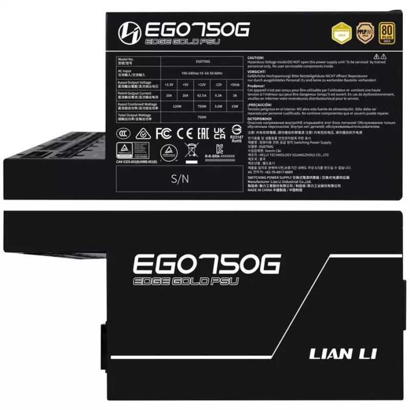 Netzteil LIAN LI EDGE GOLD 750 — 750W, 80 PLUS Gold, active PFC