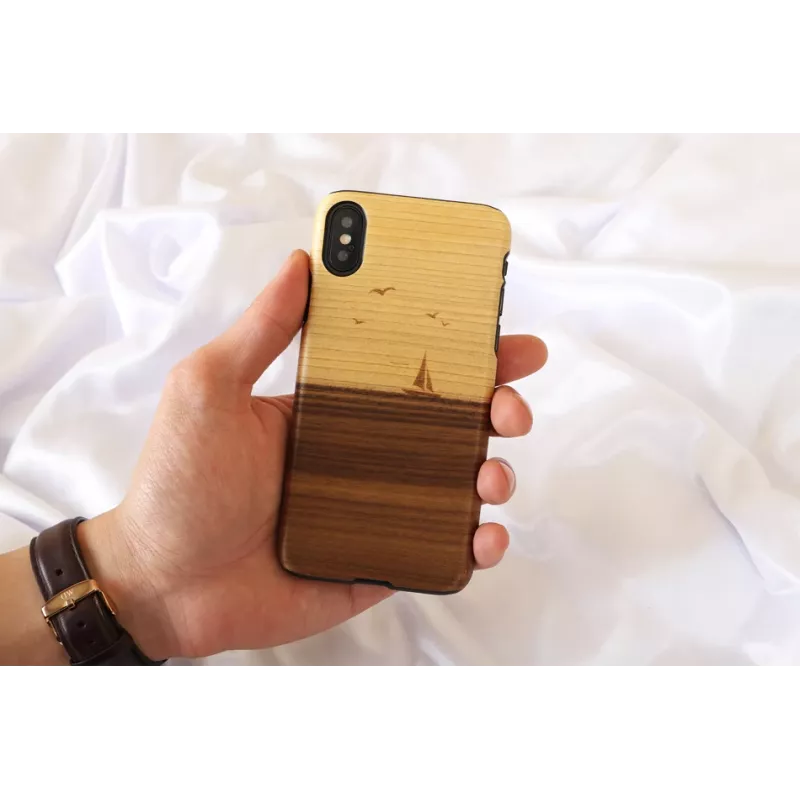 Smartphone-Hülle man and wood für iPhone X/XS – Modell mare, schwarz