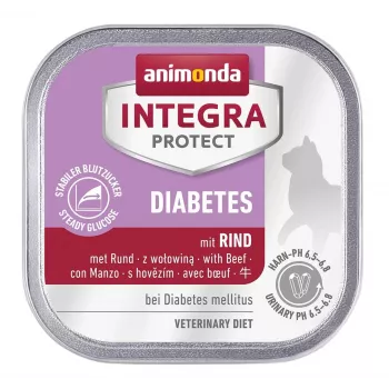 Nassfutter für Katzen animonda Integra Protect Diabetes 100 g — Rind, ausgewachsene Katzen, Glukoseregulation, getreide- & zuckerfrei