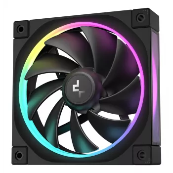 Gehäuselüfter DeepCool FL12 120 mm, PWM, 500–2150 U/min, 55 CFM, 2,82 mmH2O, FDB, Multi-LED, schwarz