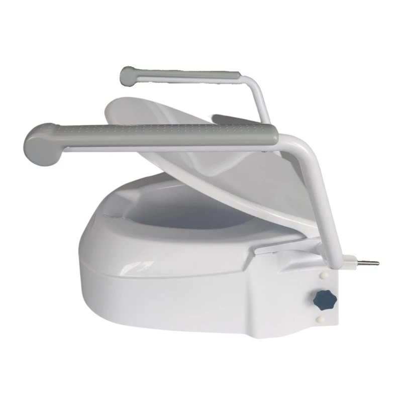 Erhöhter Toilettensitz Mobilex PLN001 mit integrierten Haltegriffen, Polypropylen, höhenverstellbar 6–15 cm, max. Belastung 120 kg