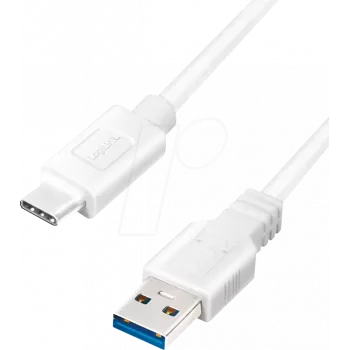 Logilink – USB-Kabel – USB Typ A (M) auf USB-C (M) umkehrbar – USB 3.2 Gen 1 – 3 A – 15 cm – Weiß (CU0172)