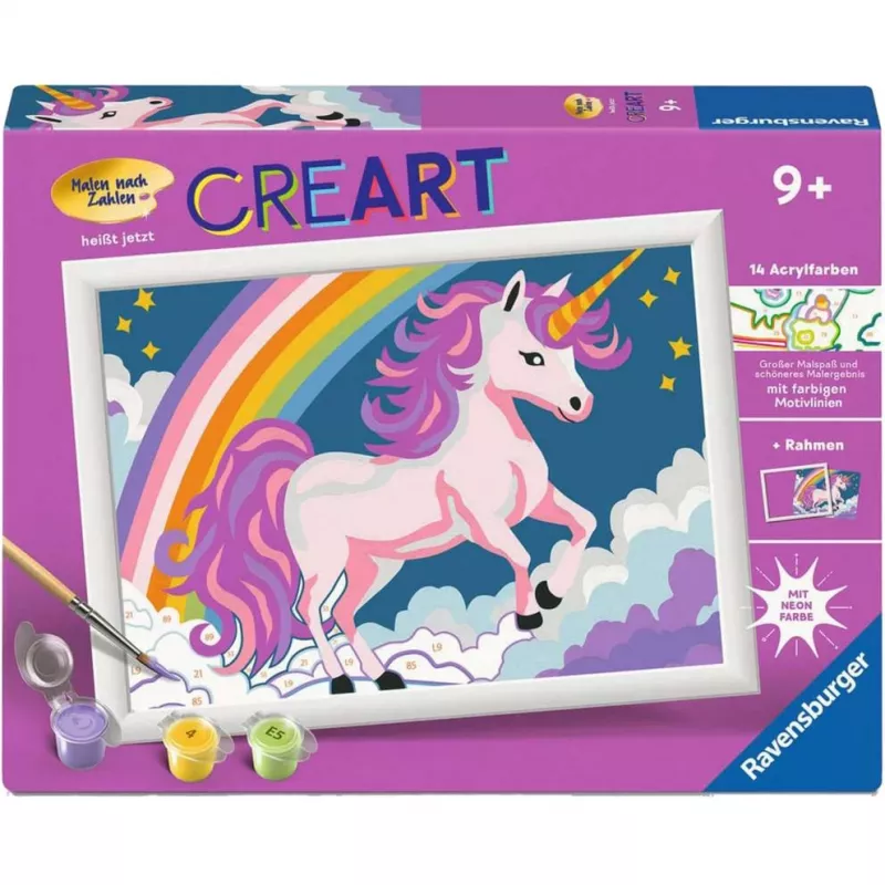 Malen-nach-Zahlen-Set Ravensburger CreArt Rosa Einhorn Malerei