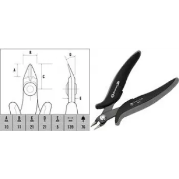 Schneidezange c.k tools Side Cutter T3886 ESD flacher Kopf, schlankes Design