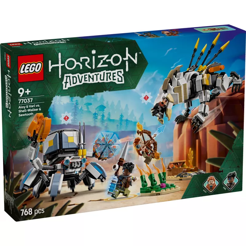 LEGO Set Horizon Adventures 77037 – Aloy und Varl vs. Shell-Walker und Sawtooth, 768 Teile, 2 Minifiguren