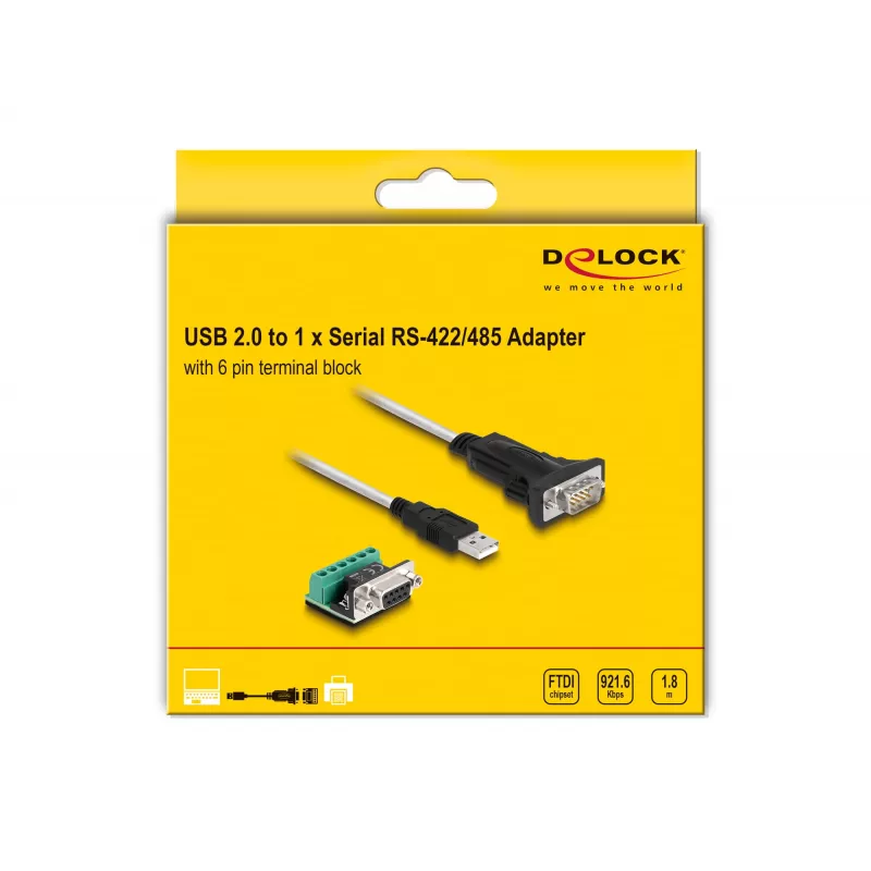 DeLOCK 63465 Serielles Kabel Schwarz Transparent 1,8 m USB Typ-A DB-9