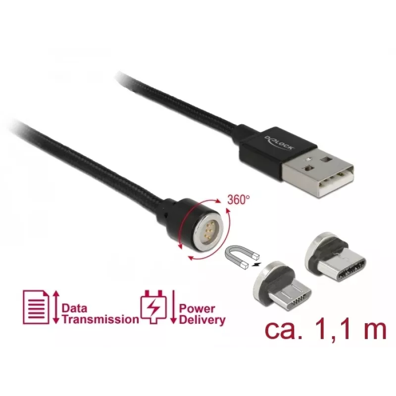 USB-Kabel DeLOCK 85723 USB 2.0 1,1 m USB A USB C/Micro-USB B Schwarz