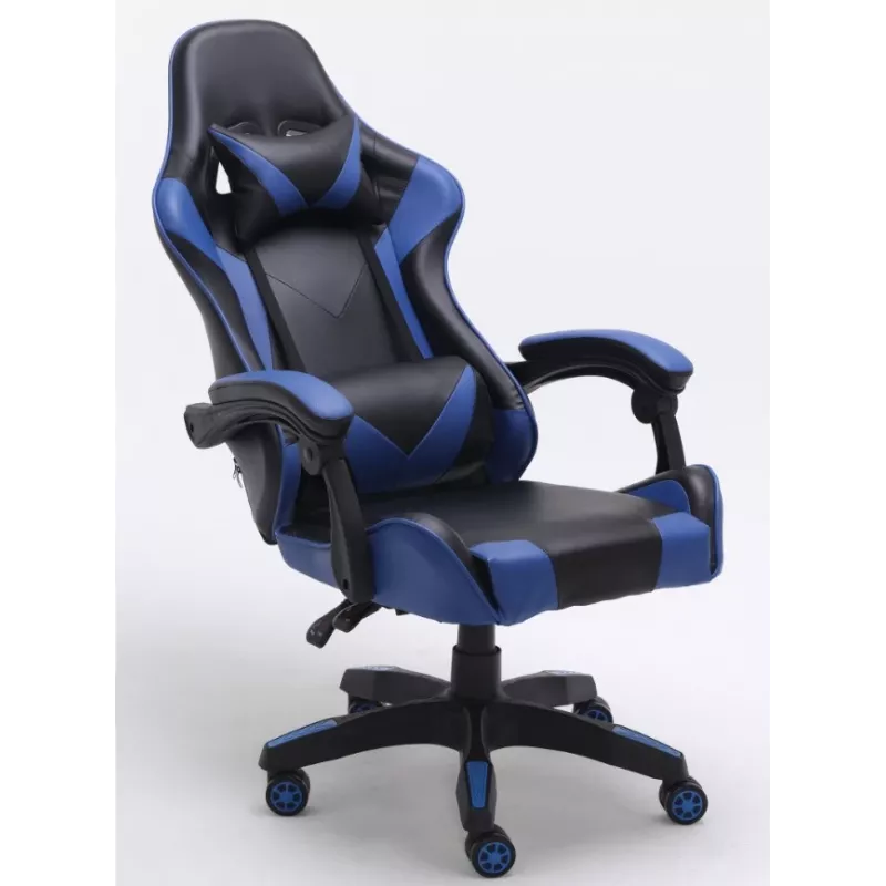 Bürostuhl Top e Shop REMUS – gepolsterte Sitzfläche und gepolsterte Rückenlehne, schwarz/blau, mit Rollen