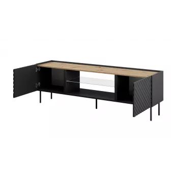 EF ONDA RTV-Schrank 180x40x39-58 schwarz (stehend oder wandmontiert)