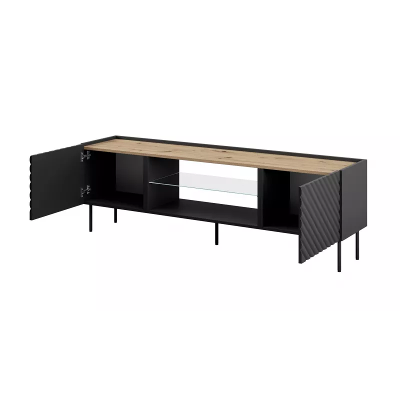 EF ONDA RTV-Schrank 180x40x39-58 schwarz (stehend oder wandmontiert)