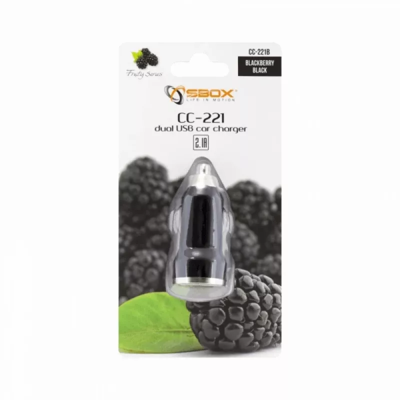 Sbox CC-221B Dual USB Autoladegerät CC-221B Schwarzberry Schwarz