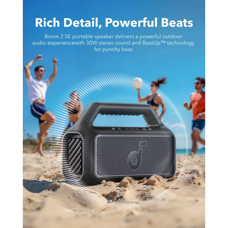 Stereolautsprecher tragbar Anker Soundcore Boom 2 SE — 2.0 Kanäle, 30 W RMS, kabellos, schwarz