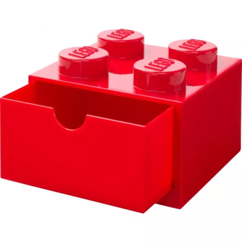 LEGO Schreibtischschublade 4, Aufbewahrungsbox Rot, Noppen