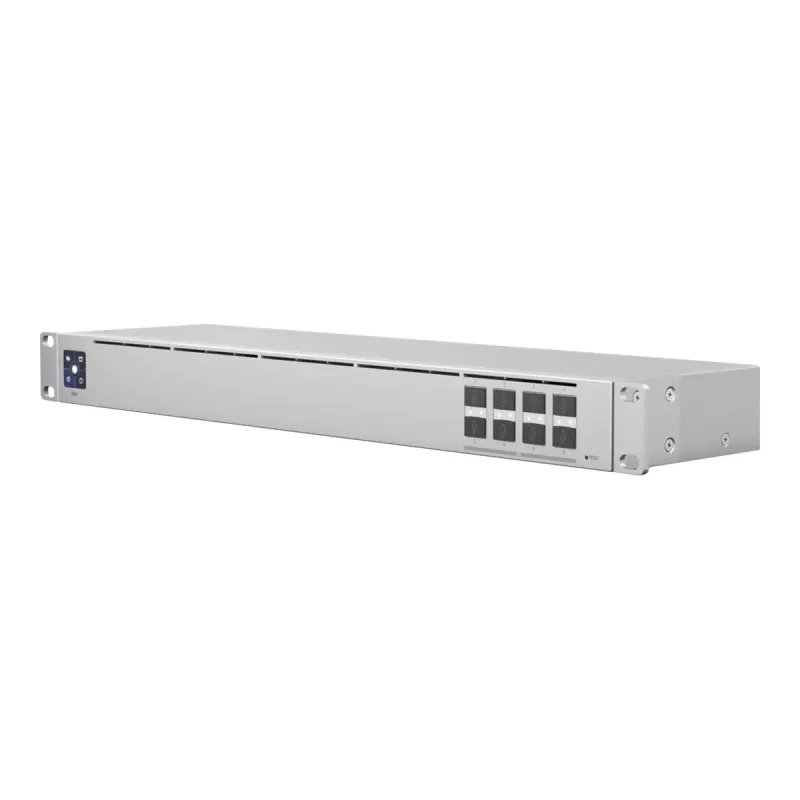 Verwalteter L2-Netzwerk-Switch UBIQUITI USW-Aggregation — 8 SFP+-Slots, 10G-Unterstützung, lüfterlos, 1U-Rack, silber