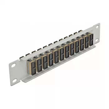 Glasfaser-Patchpanel DeLOCK 10 Zoll 12 Port SC Duplex Beige 1HE Grau