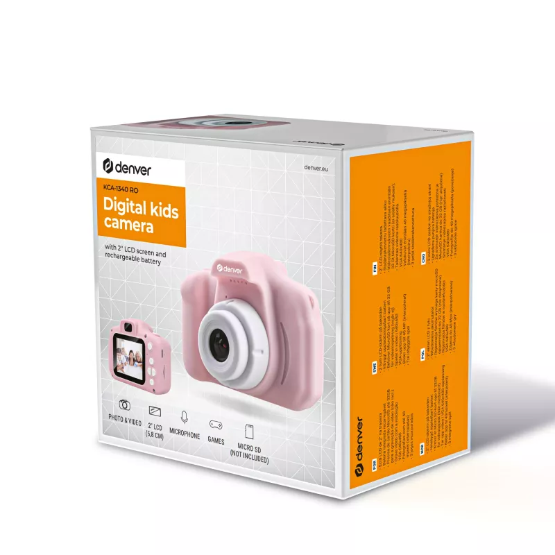 Kinder-Digitalkamera DENVER KCA-1340RO — kompakt 85 g, rosa
