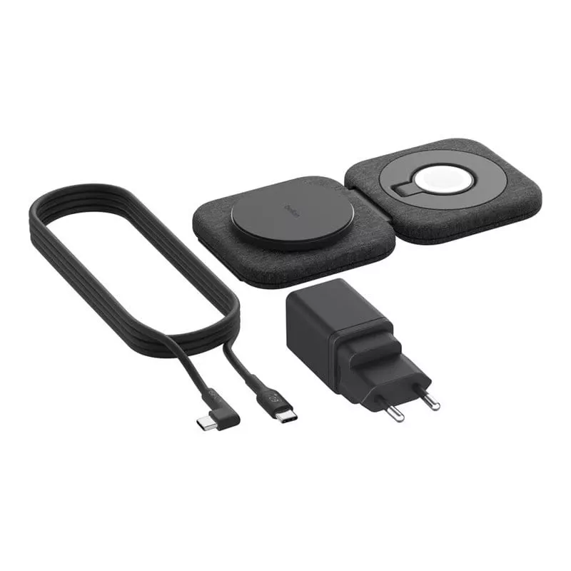 Kabellose 2-in-1-Ladestation Belkin BOOSTCHARGE PRO QI2 WIZ026VFBK — kabelloses Schnellladen für Smartphone und Kopfhörer