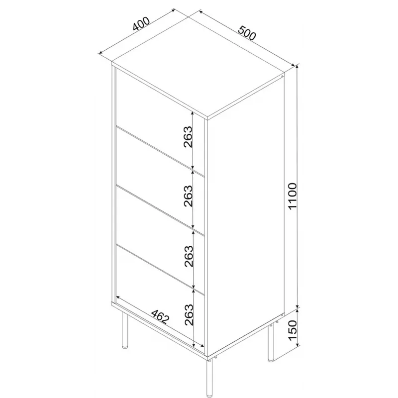 Cama 4S TRESSE Kommode 50x40x125 Kaschmir matt