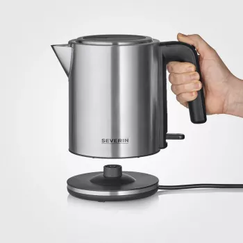 Severin WK 3489 elektrischer Wasserkocher 1 l 2400 W Schwarz, Silber