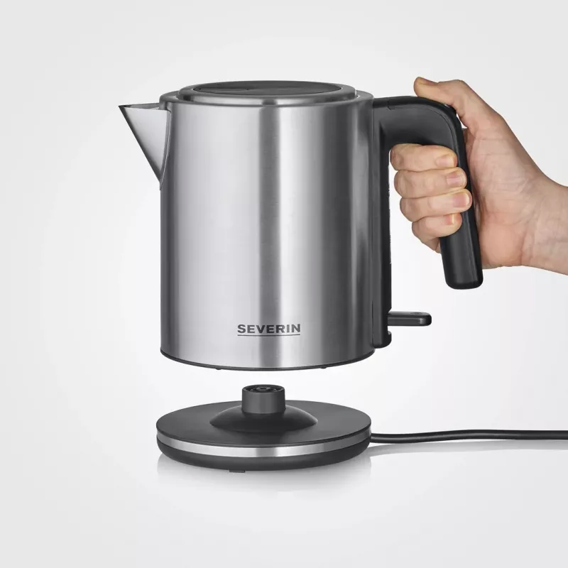 Severin WK 3489 elektrischer Wasserkocher 1 l 2400 W Schwarz, Silber