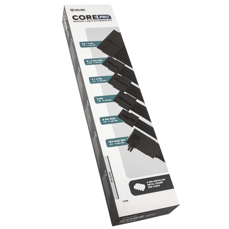 Kabelverlängerungsset Kolink Core Pro COREPRO-EK-12VT2-BLK 12V 2x6-Pin Schwarz