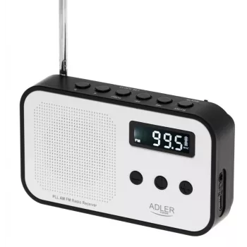 Tragbares Digitalradio Adler AD 1907 — UKW/MW, digitaler Tuner, Wecker, USB-C, 600 mAh Akku, LCD, 20 Senderspeicher, Teleskopantenne