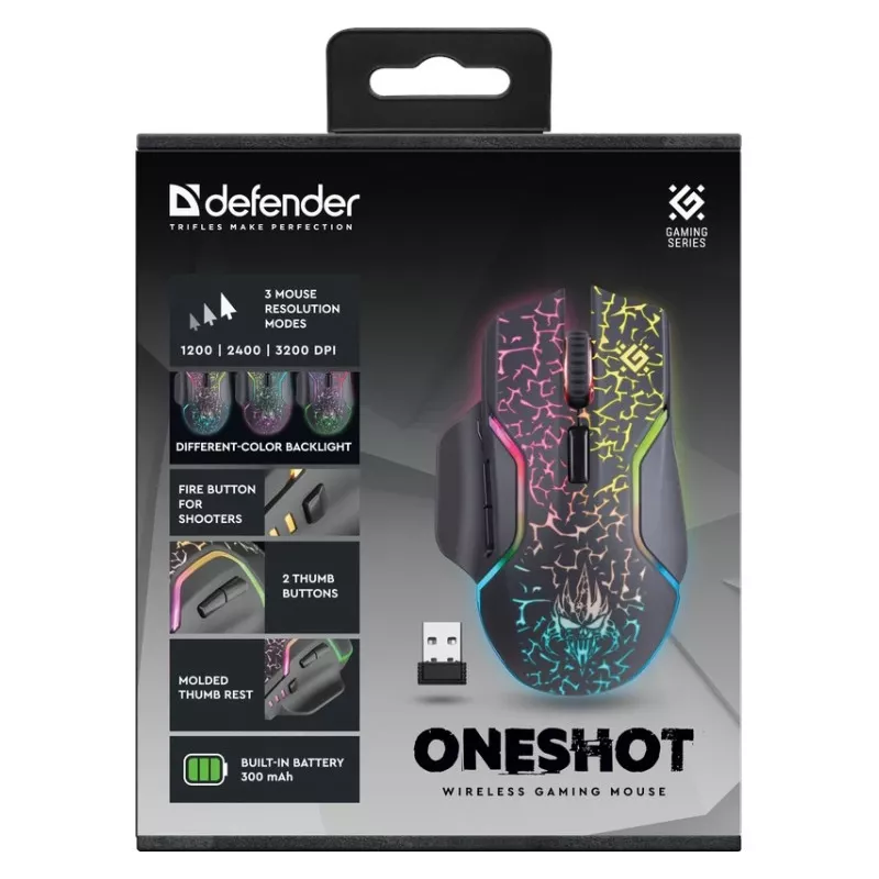 Defender Oneshot GM-067 Maus Gaming Rechtshänder RF Kabellos + USB Typ