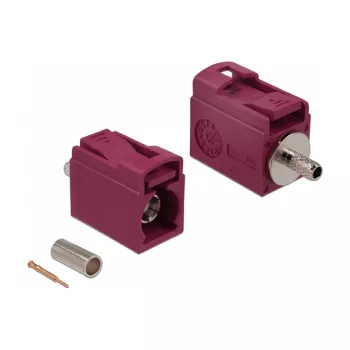 Koaxialstecker DELOCK 89710 — FAKRA L Stecker, vergoldete Kontakte, 13,8×21×9,5 mm