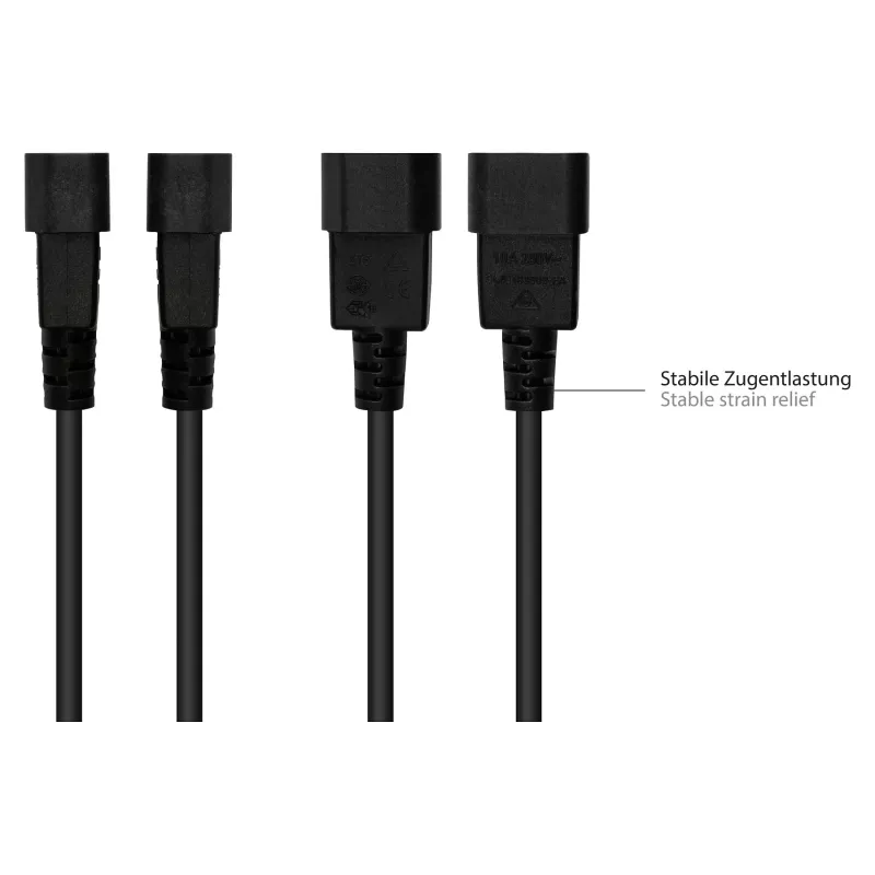 Good Connections IEC-Gerätestecker – Heißgerätestecker C14 auf C15 schwarz 5m