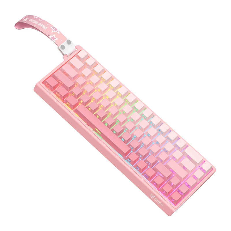 Kabelgebundene Gaming-Tastatur Onikuma G69 — pink, USB-Anschluss, Full-Size-Layout