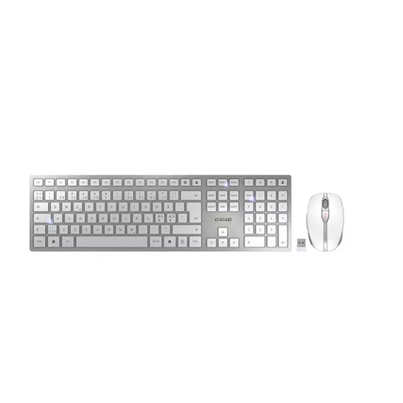 CHERRY DW 9100 schlank Tastatur Maus enthalten Universal RF Wireless + Bluetooth Nordic Silber