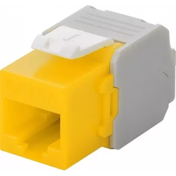 Wentronic Goobay CAT 6a KeyStone RJ45 Buchse, ungeschirmt, 500 MHz, gelb-weiß (90691)