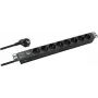 Steckdosenleiste helos PROFESSIONAL 19-Zoll-Rack-Montage, 8 Steckdosen, 2,0 m Kabel