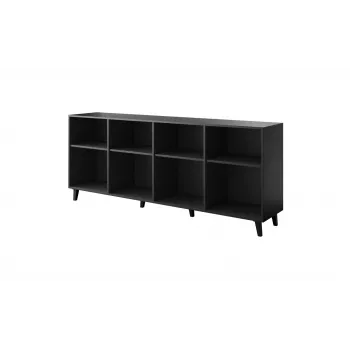Kommode cama meble FARO KOM200 CZ — 2000×420×820 mm, matt schwarzes Gestell, Fronten in Eichenoptik