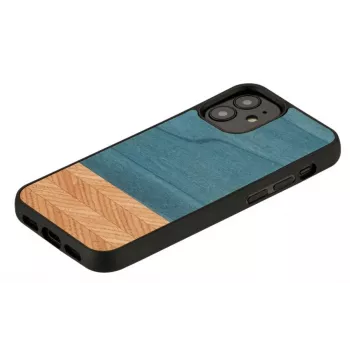 Handyhülle man and wood für iPhone 12 mini — Denim Schwarz