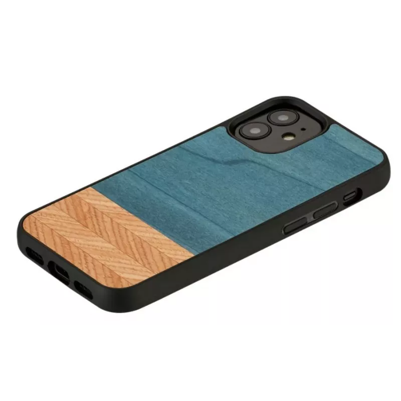 Handyhülle man and wood für iPhone 12 mini — Denim Schwarz