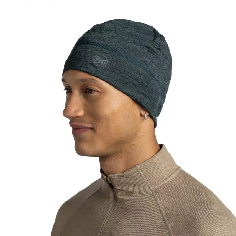 Beanie Buff Merino Lightweight Multistripes Forest — Buff leichte Merinowolle-Mütze, unisex, dunkelgrün, 125 g/m²