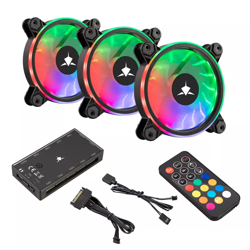 Gehäuselüfter-Kit White Shark Nebula-2 Schwarz – ARGB 120-mm-Lüfter (Kit)