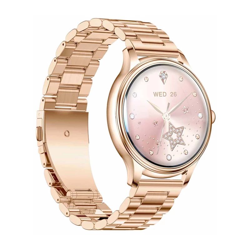 Smartwatch Colmi L28 mit goldenem Gehäuse und goldenem Edelstahlarmband