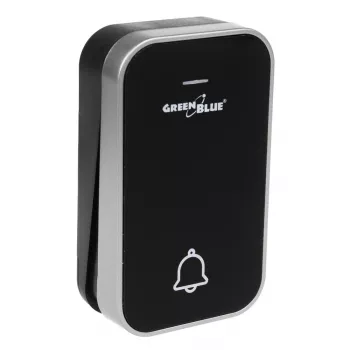 GreenBlue GB157B Kinetic Batteriefreie Funk-Türklingel, Melodien, Schwarz, Reichweite bis 200m, IP44