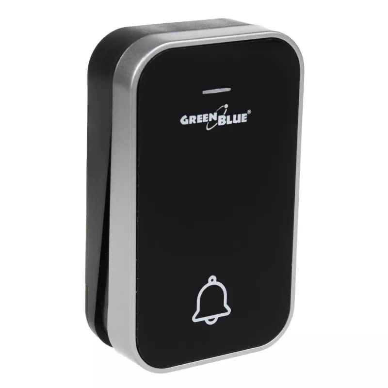 GreenBlue GB157B Kinetic Batteriefreie Funk-Türklingel, Melodien, Schwarz, Reichweite bis 200m, IP44