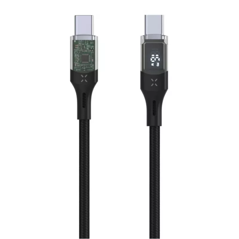 Fixed | Kabel USB-C/USB-C mit Display, PD-Unterstützung, 2m, USB 2.0, 100W | FIXDD-CC2-BK