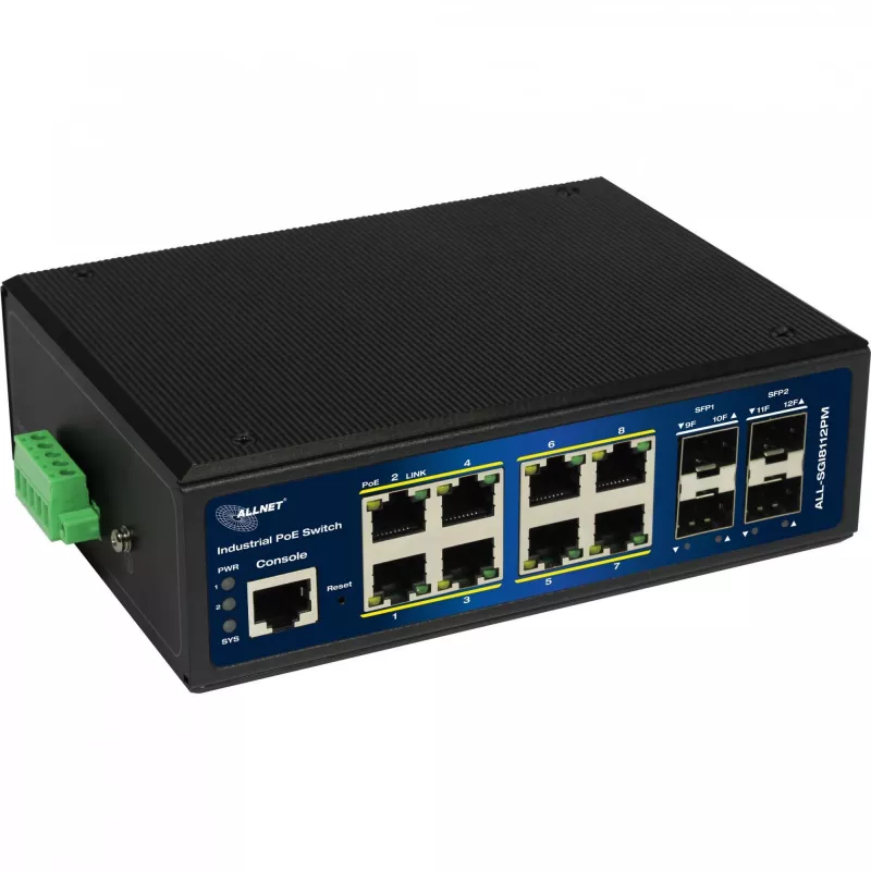 ALLNET industrial PoE Switch ALL-SGI8112PMJ 8+4 Ports