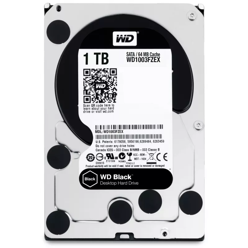 HDD | WESTERN DIGITAL | Schwarz | 1TB | SATA 3.0 | 64 MB | 7200 rpm | 3,5 | WD1003FZEX