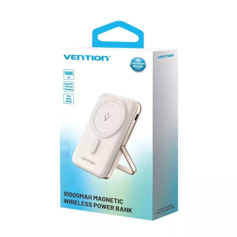 Powerbank Vention 10000mAh Magnetic Wireless 20W — 10000 mAh, 3 A Ausgang, USB-C, weiß