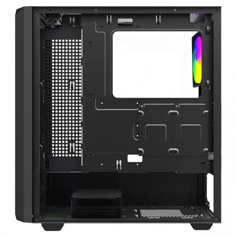 PC Cube Gehäuse SAVIO Noctis Glass RGB — Schwarz, ATX/Micro-ATX, 210×410×450 mm, 3×120 mm Frontlüfter