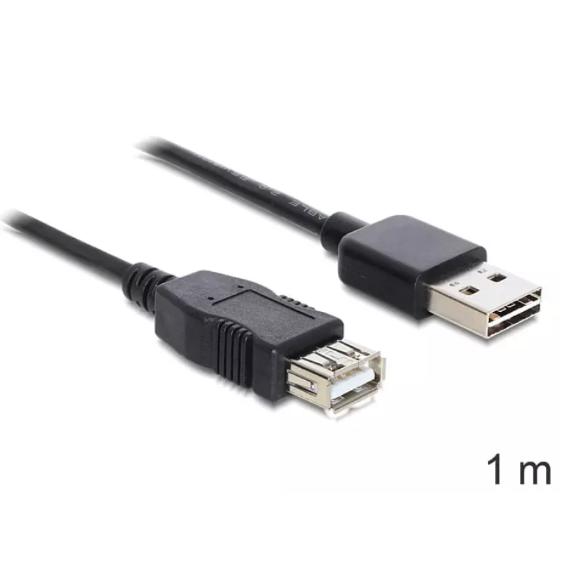 USB-Kabel DeLOCK EASY-USB 2.0-A 1m Schwarz