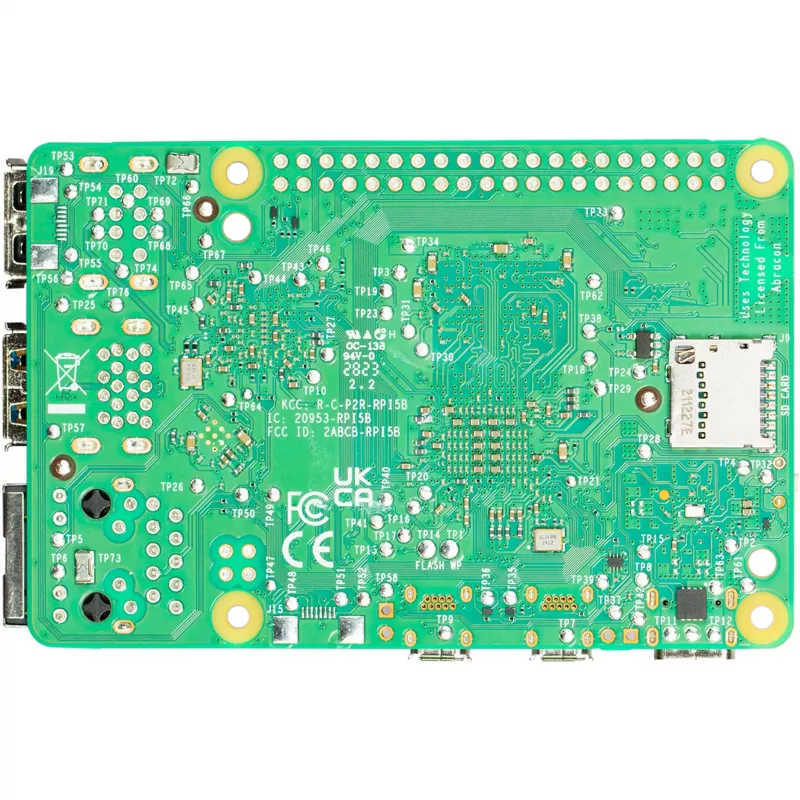 Single-Board-Computer Raspberry Pi 5 Entwicklungsboard — 2400 MHz Arm Cortex-A76, bis zu 16 GB LPDDR4x, MicroSD, USB 3.2, Wi‑Fi 5