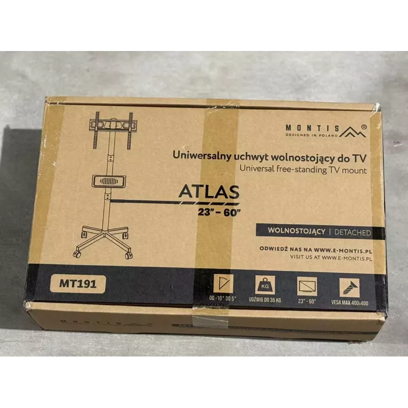 Mobiler TV-Ständer MONTIS MT191 ATLAS für Bildschirme von 26–60 Zoll, max. Tragfähigkeit 35 kg, VESA bis 400x400